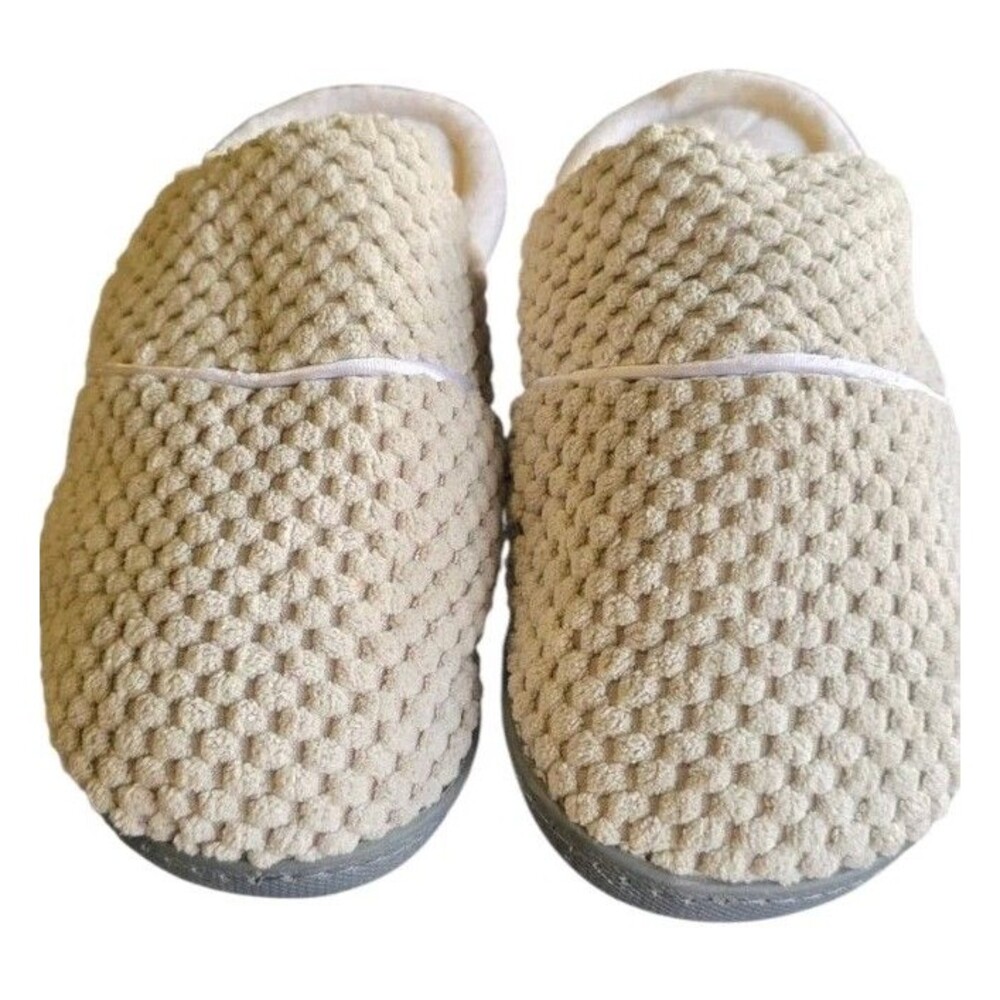Laura Ashley Spa Slippers Memory Foam Gray Women's Slip-On Size 8-9 Fabric